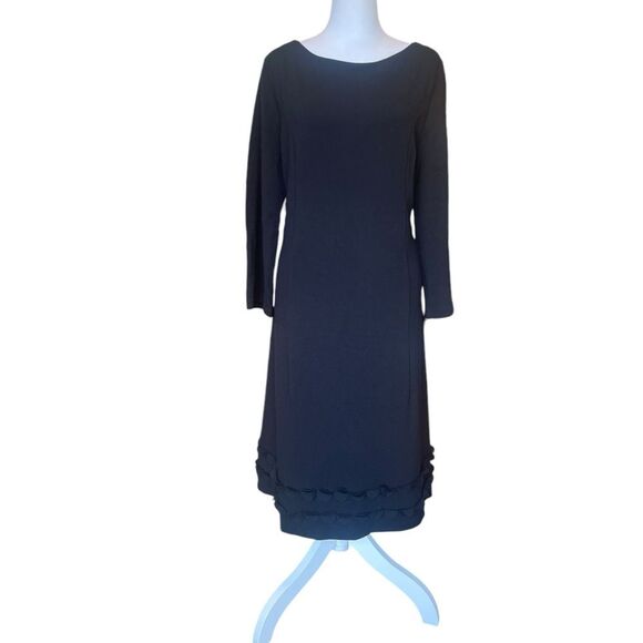 Boden Jersey Shift Dress Circle Applique Midi Length Womens Size 14 In Black - Picture 1 of 11